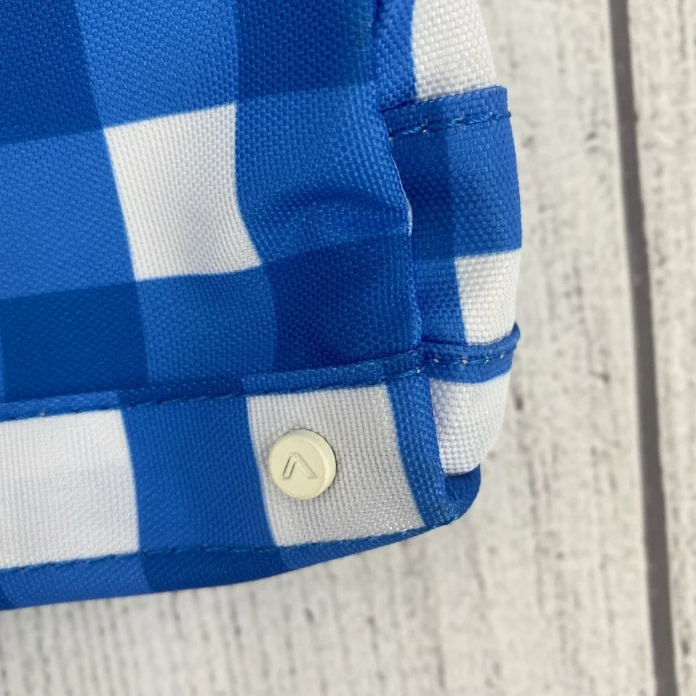 State Bags Clinton Pencil Case Blue Gingham Plaid Durable Pouch School Office